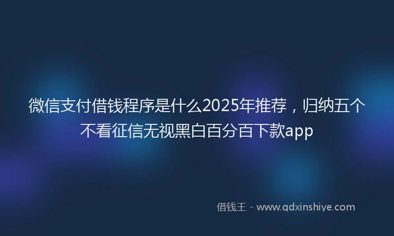 微信支付借钱程序是什么2025年推荐，归纳五个不看征信无视黑白百分百下款app