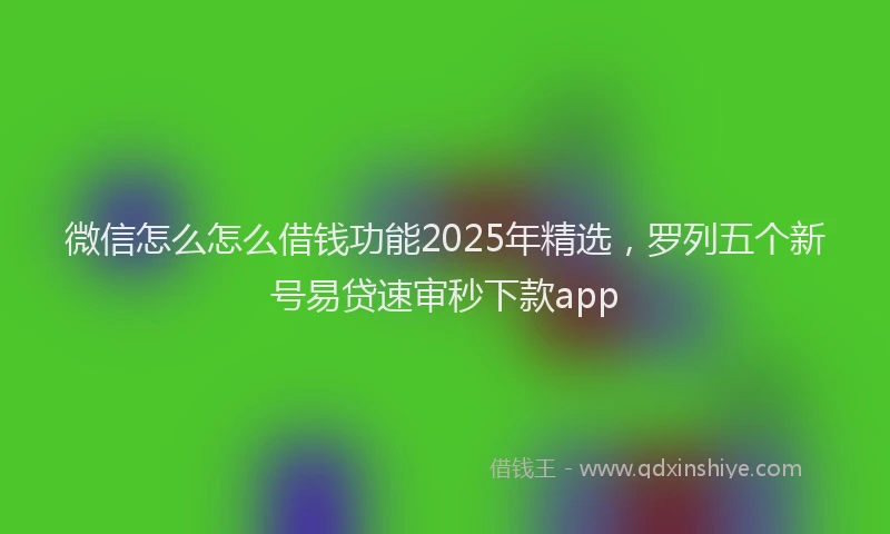 微信怎么怎么借钱功能2025年精选，罗列五个新号易贷速审秒下款app
