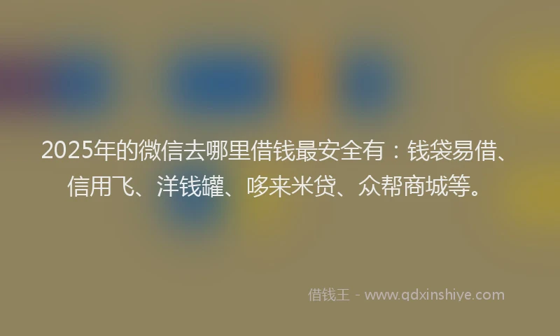 2025年的微信去哪里借钱最安全有：钱袋易借、信用飞、洋钱罐、哆来米贷、众帮商城等。