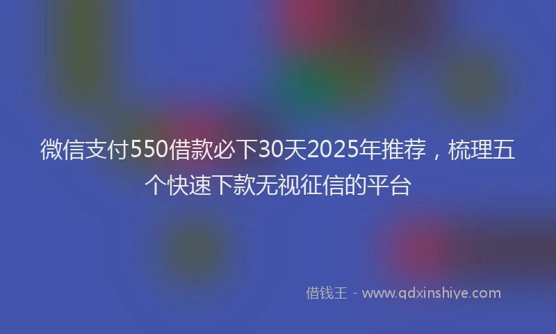 微信支付550借款必下30天2025年推荐，梳理五个快速下款无视征信的平台