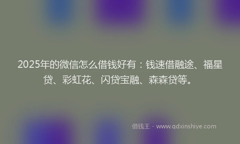2025年的微信怎么借钱好有：钱速借融途、福星贷、彩虹花、闪贷宝融、森森贷等。