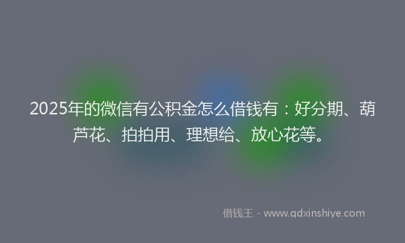 2025年的微信有公积金怎么借钱有：好分期、葫芦花、拍拍用、理想给、放心花等。