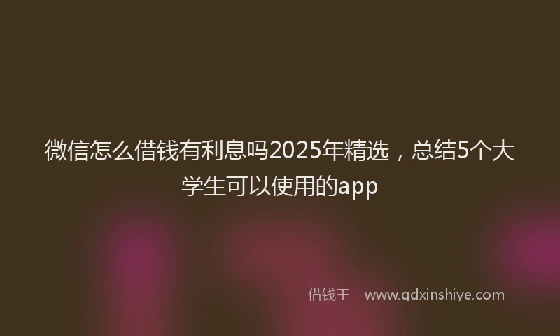 微信怎么借钱有利息吗2025年精选，总结5个大学生可以使用的app