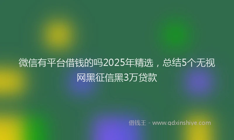 微信有平台借钱的吗2025年精选，总结5个无视网黑征信黑3万贷款
