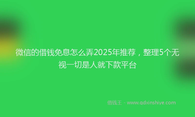 微信的借钱免息怎么弄2025年推荐，整理5个无视一切是人就下款平台