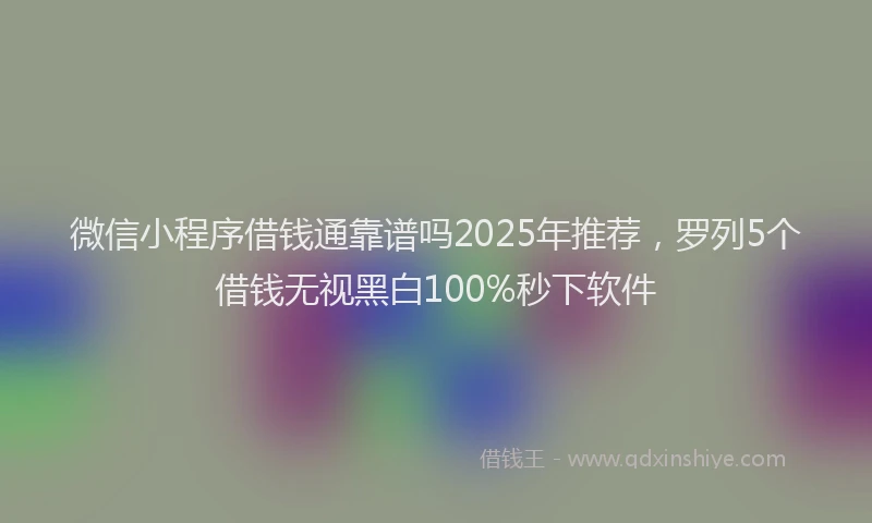 微信小程序借钱通靠谱吗2025年推荐，罗列5个借钱无视黑白100%秒下软件