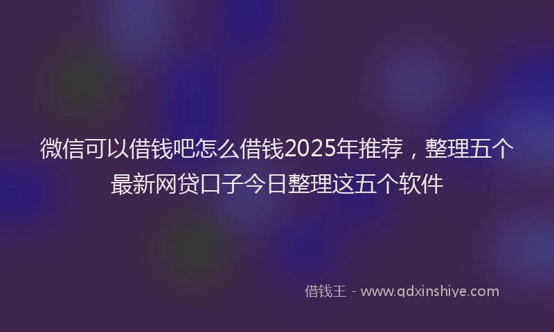 微信可以借钱吧怎么借钱2025年推荐，整理五个最新网贷口子今日整理这五个软件