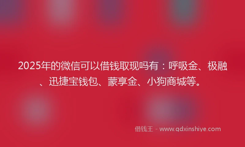 2025年的微信可以借钱取现吗有：呼吸金、极融、迅捷宝钱包、蒙享金、小狗商城等。
