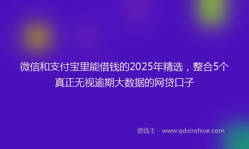 微信和支付宝里能借钱的2025年精选，整合5个真正无视逾期大数据的网贷口子