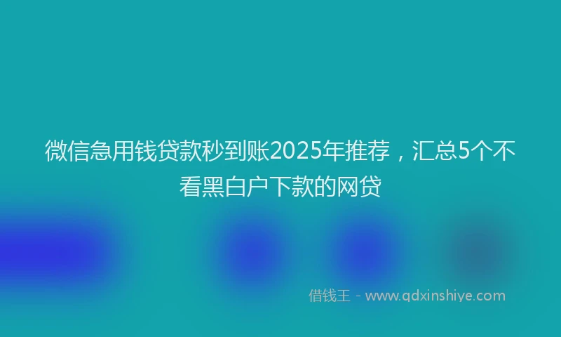 微信急用钱贷款秒到账2025年推荐，汇总5个不看黑白户下款的网贷
