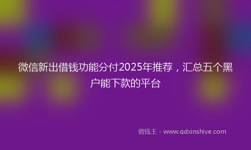 微信新出借钱功能分付2025年推荐，汇总五个黑户能下款的平台