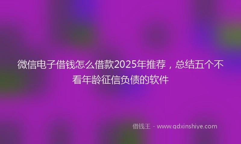 微信电子借钱怎么借款2025年推荐，总结五个不看年龄征信负债的软件
