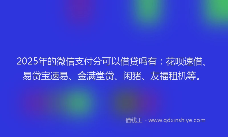 2025年的微信支付分可以借贷吗有：花呗速借、易贷宝速易、金满堂贷、闲猪、友福租机等。