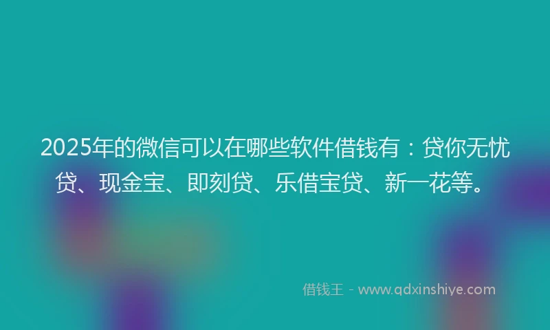 2025年的微信可以在哪些软件借钱有：贷你无忧贷、现金宝、即刻贷、乐借宝贷、新一花等。