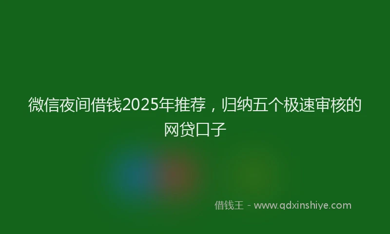微信夜间借钱2025年推荐，归纳五个极速审核的网贷口子
