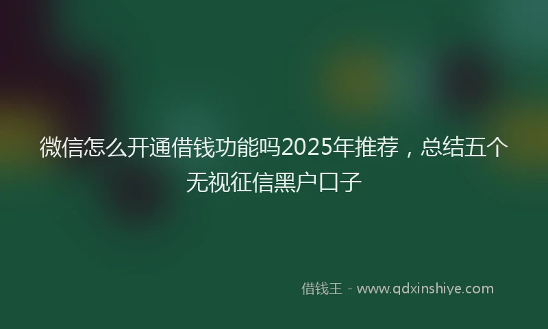 微信怎么开通借钱功能吗2025年推荐，总结五个无视征信黑户口子