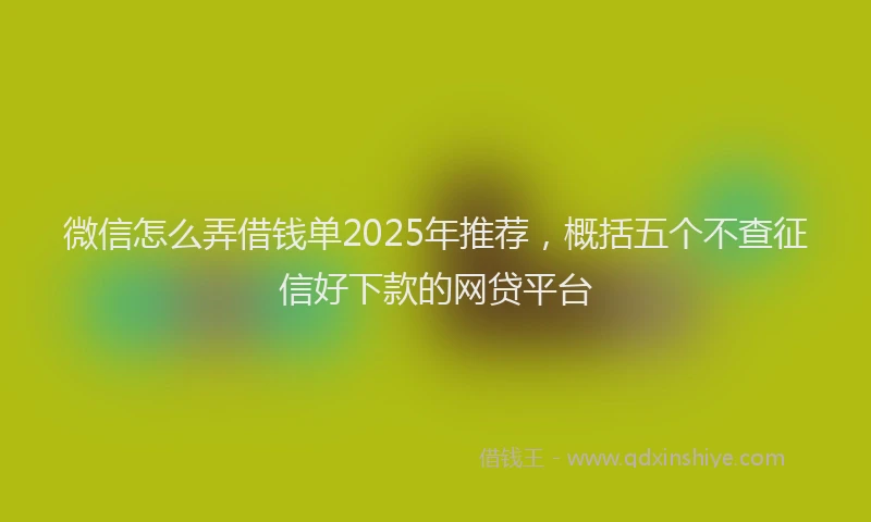 微信怎么弄借钱单2025年推荐，概括五个不查征信好下款的网贷平台