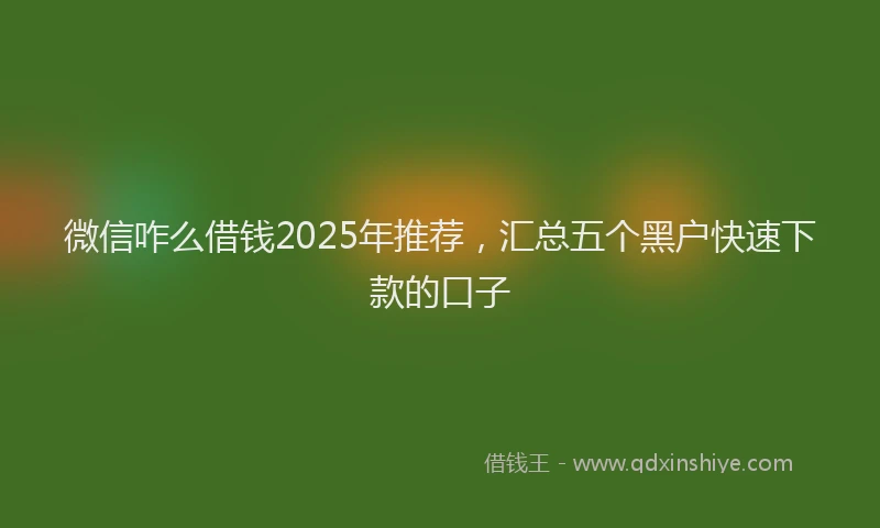 微信咋么借钱2025年推荐，汇总五个黑户快速下款的口子