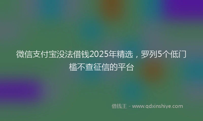 微信支付宝没法借钱2025年精选，罗列5个低门槛不查征信的平台