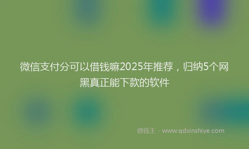 微信支付分可以借钱嘛2025年推荐，归纳5个网黑真正能下款的软件