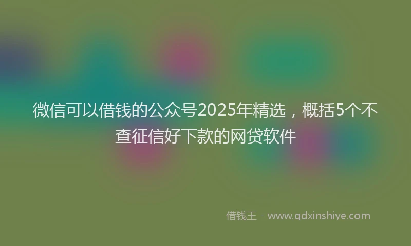 微信可以借钱的公众号2025年精选，概括5个不查征信好下款的网贷软件