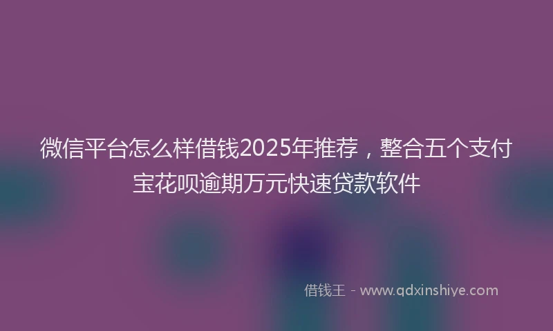 微信平台怎么样借钱2025年推荐，整合五个支付宝花呗逾期万元快速贷款软件