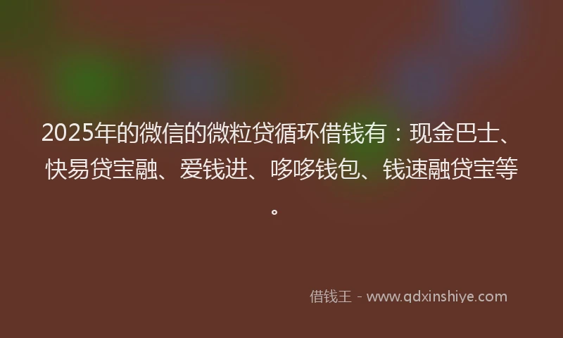 2025年的微信的微粒贷循环借钱有：现金巴士、快易贷宝融、爱钱进、哆哆钱包、钱速融贷宝等。