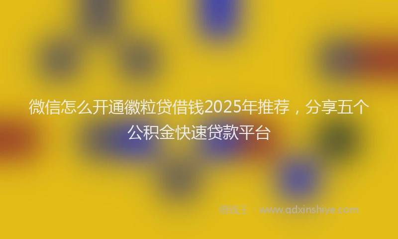 微信怎么开通徽粒贷借钱2025年推荐，分享五个公积金快速贷款平台