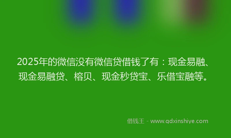 2025年的微信没有微信贷借钱了有：现金易融、现金易融贷、榕贝、现金秒贷宝、乐借宝融等。