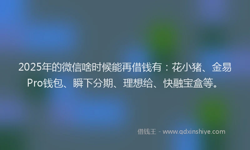 2025年的微信啥时候能再借钱有：花小猪、金易Pro钱包、瞬下分期、理想给、快融宝盒等。