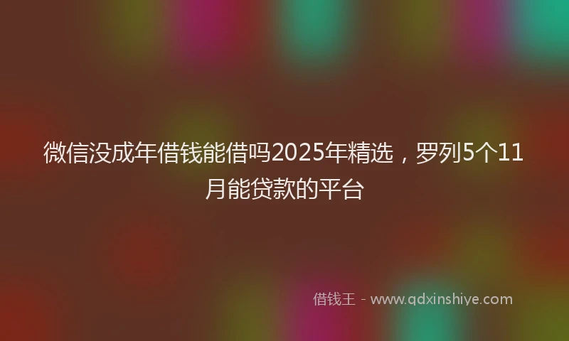 微信没成年借钱能借吗2025年精选，罗列5个11月能贷款的平台