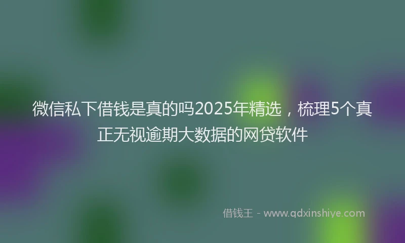 微信私下借钱是真的吗2025年精选，梳理5个真正无视逾期大数据的网贷软件
