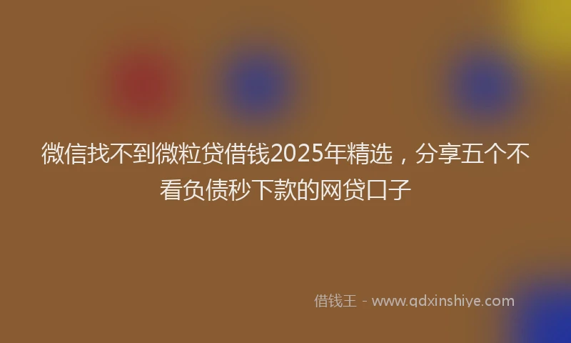 微信找不到微粒贷借钱2025年精选，分享五个不看负债秒下款的网贷口子