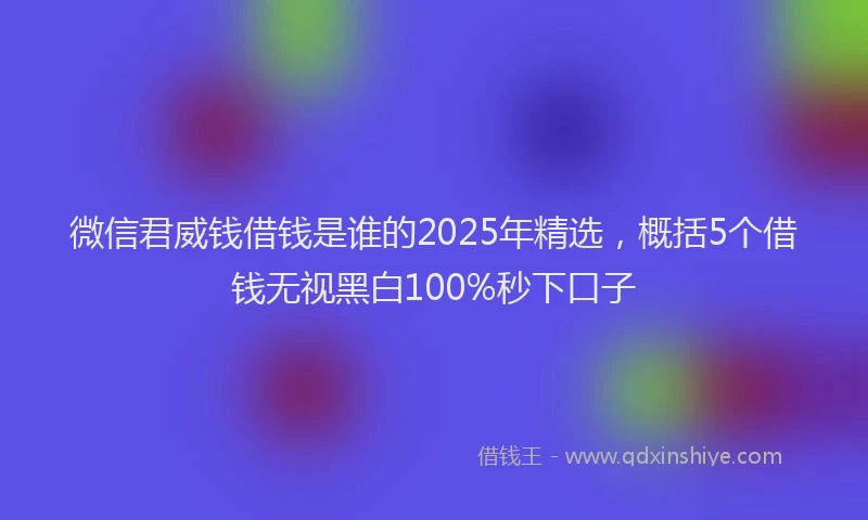 微信君威钱借钱是谁的2025年精选，概括5个借钱无视黑白100%秒下口子