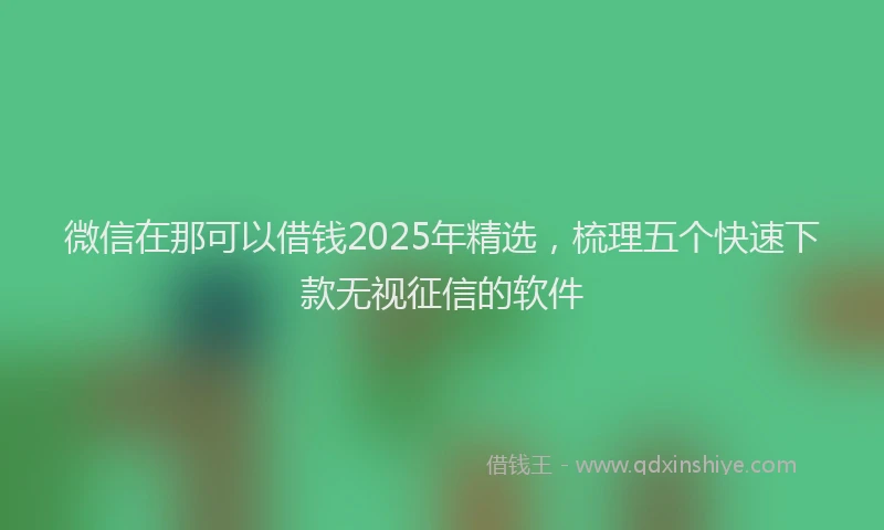 微信在那可以借钱2025年精选，梳理五个快速下款无视征信的软件