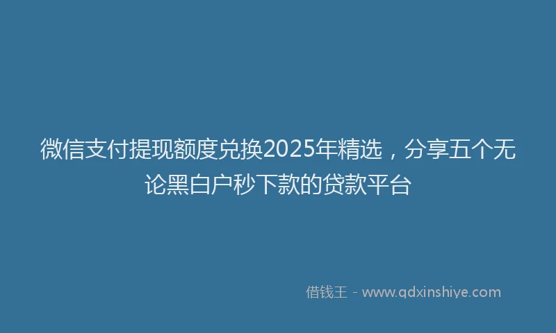 微信支付提现额度兑换2025年精选，分享五个无论黑白户秒下款的贷款平台