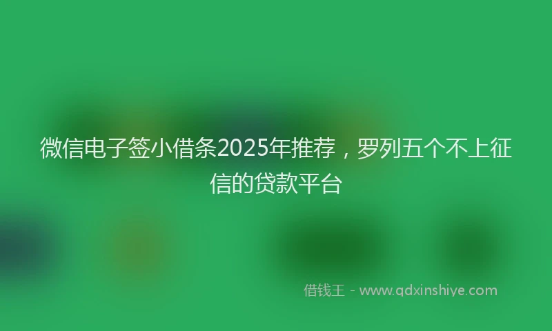 微信电子签小借条2025年推荐，罗列五个不上征信的贷款平台