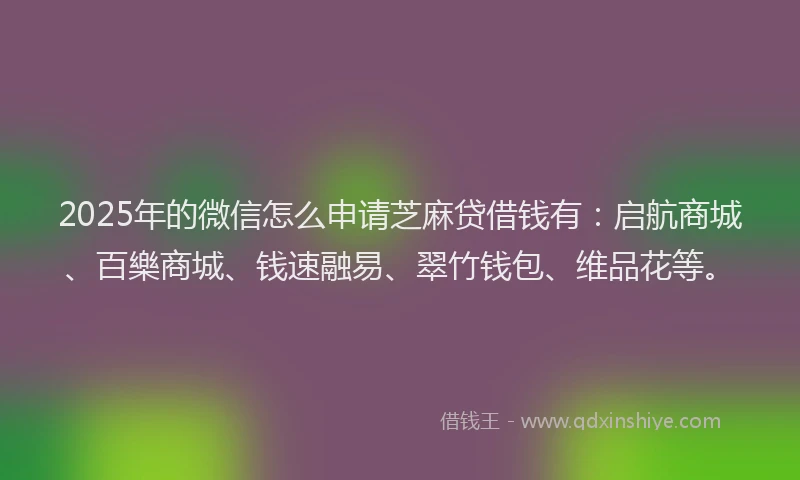 2025年的微信怎么申请芝麻贷借钱有：启航商城、百樂商城、钱速融易、翠竹钱包、维品花等。