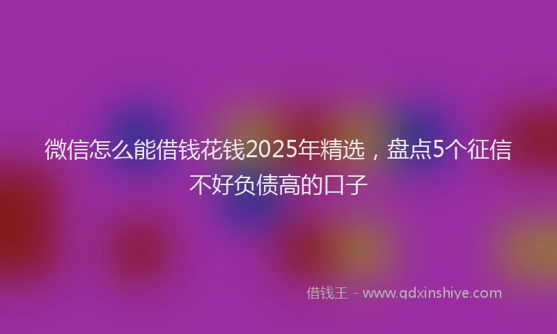 微信怎么能借钱花钱2025年精选，盘点5个征信不好负债高的口子