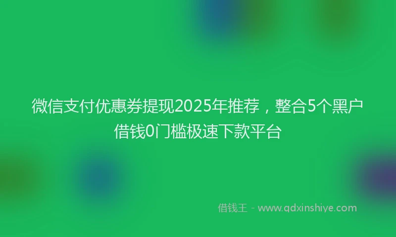 微信支付优惠券提现2025年推荐，整合5个黑户借钱0门槛极速下款平台