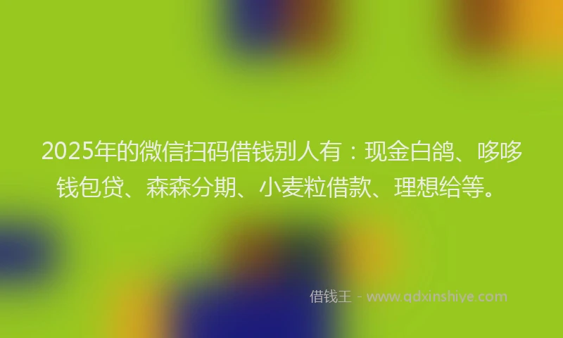 2025年的微信扫码借钱别人有：现金白鸽、哆哆钱包贷、森森分期、小麦粒借款、理想给等。