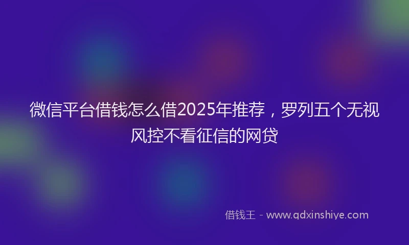 微信平台借钱怎么借2025年推荐，罗列五个无视风控不看征信的网贷