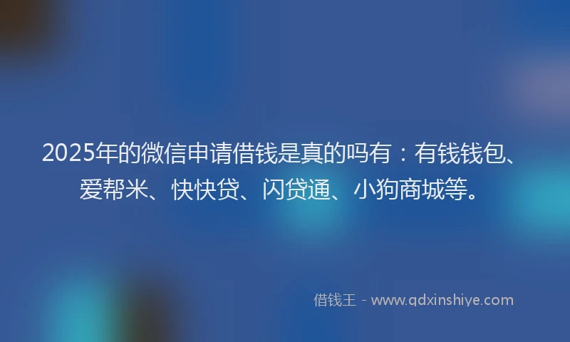 2025年的微信申请借钱是真的吗有：有钱钱包、爱帮米、快快贷、闪贷通、小狗商城等。