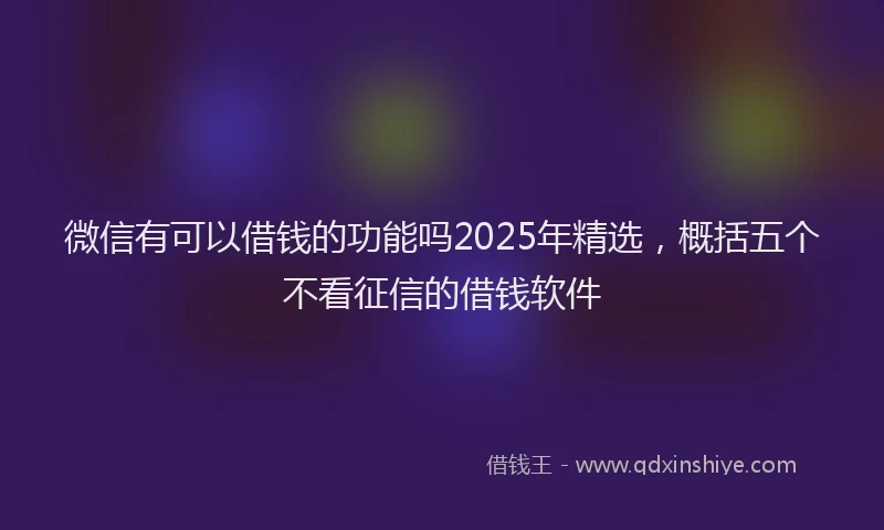 微信有可以借钱的功能吗2025年精选，概括五个不看征信的借钱软件
