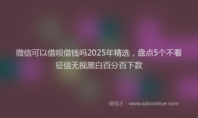 微信可以借呗借钱吗2025年精选，盘点5个不看征信无视黑白百分百下款