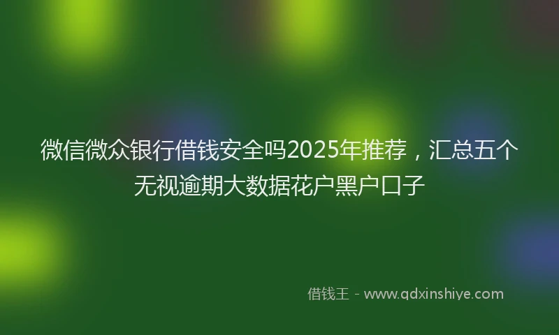 微信微众银行借钱安全吗2025年推荐，汇总五个无视逾期大数据花户黑户口子