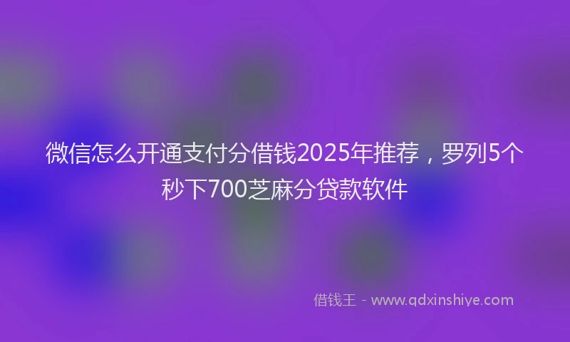 微信怎么开通支付分借钱2025年推荐，罗列5个秒下700芝麻分贷款软件