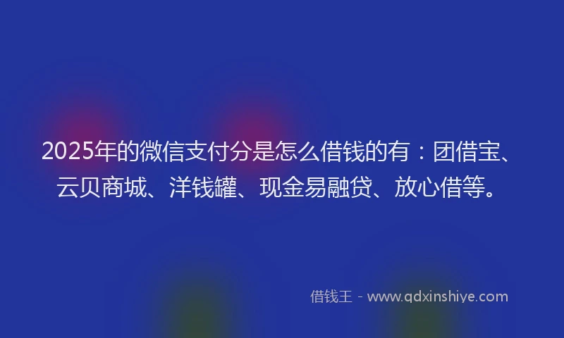 2025年的微信支付分是怎么借钱的有：团借宝、云贝商城、洋钱罐、现金易融贷、放心借等。