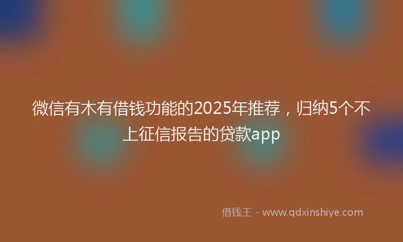 微信有木有借钱功能的2025年推荐，归纳5个不上征信报告的贷款app