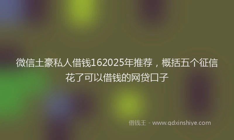 微信土豪私人借钱162025年推荐，概括五个征信花了可以借钱的网贷口子
